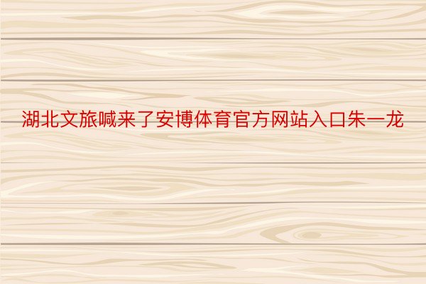 湖北文旅喊来了安博体育官方网站入口朱一龙
