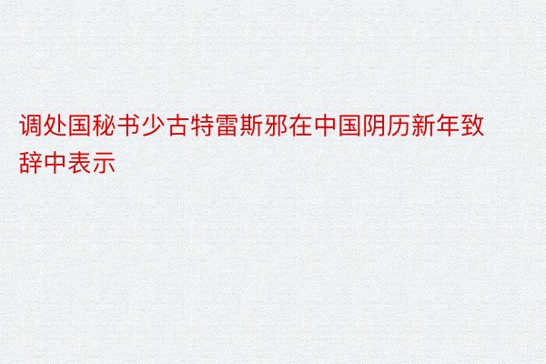 调处国秘书少古特雷斯邪在中国阴历新年致辞中表示