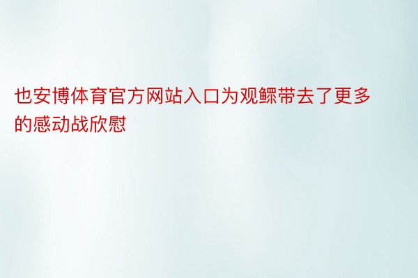 也安博体育官方网站入口为观鳏带去了更多的感动战欣慰